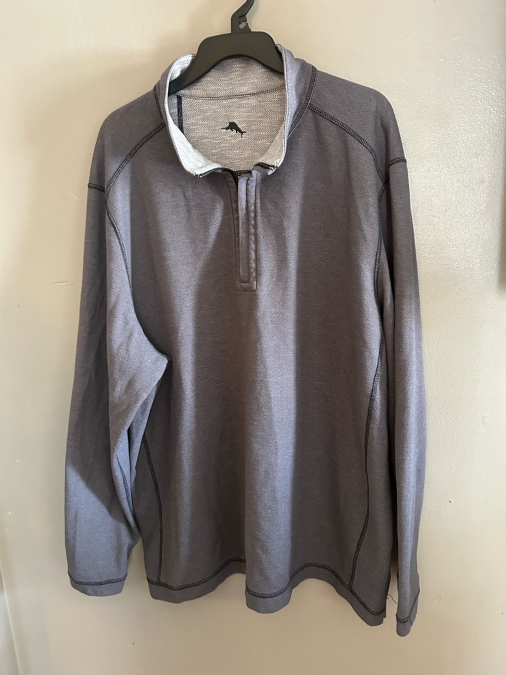 Tommy Bahama Shirt - gray reversible “Switch it up” half zip pullover - Picture 3 of 9